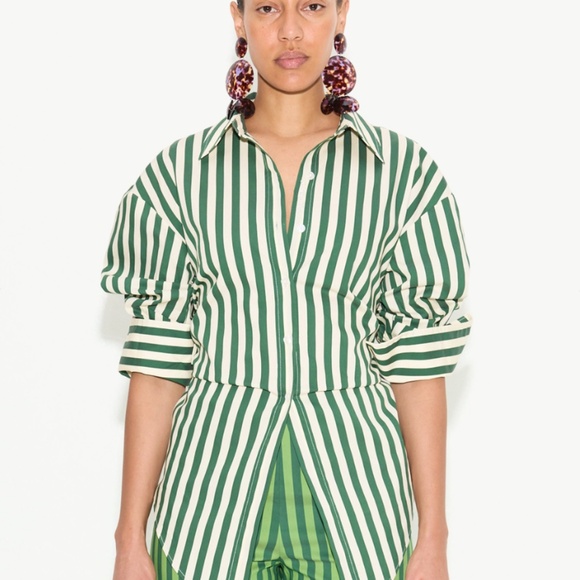 NWT Simon Miller Gummy Green Loch Striped Long Sleeve Button Up - Picture 3 of 8